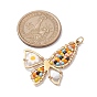 201 Stainless Steel Pendants, with Natural Howlite & Glass Beads, Butterfly with Flower Charms