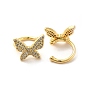 Brass Micro Pave Cubic Zirconia Cuff Earrings, Butterfly Non Piercing Earrings
