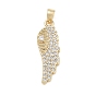 Brass Micro Pave Clear Cubic Zirconia Pendants, Wing Charms