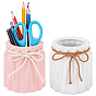 2Pcs 2 Colors Porcelain Small Vases Display Decorations, Multi-Purpose Storage Bottle, with Hemp Rope Bowknot