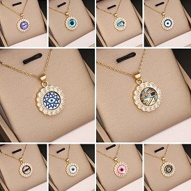 Jewelry Personality Eye Pendant Copper Micro-inlaid Zircon Necklace Fashion 18K Necklace N1108