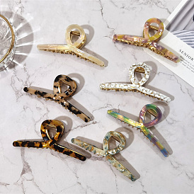 Acetate Patch Cross Alloy Hair Clip - Simple Headrest Plate Hairpin