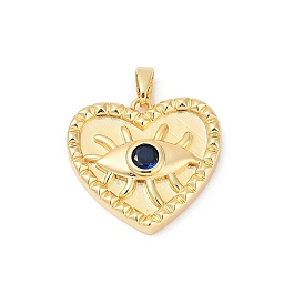 Латунные микропаве прозрачные подвески с фианитом, сердце с оберегами от сглаза, без свинца и без кадмия, стойки покрытие