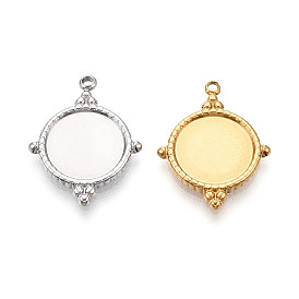 304 Настройки кабошон из нержавеющей стали кулон, ионное покрытие (ip), плоско-круглые