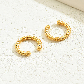 Concise Style Brass Cuff Earrings, Unisex Ear Jewelry, Twisted Ring Shape