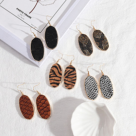Geometric Leather Oval Earrings for Women - Fashionable, Elegant and Trendy Accessories