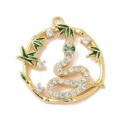 Латунные микро проложить кубического циркония подвески, без кадмия, без никеля и без свинца, змея, с эмалью