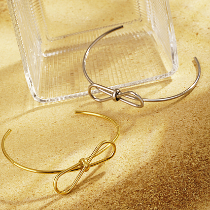 304 женские браслеты-манжеты из нержавеющей стали, бантом