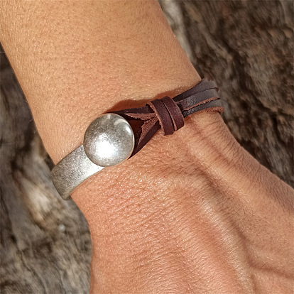 Плоские круглые браслеты из сплава, акрила и искусственной кожи для мужчин