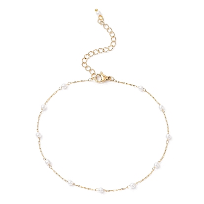 304 женские браслеты на лодыжки из нержавеющей стали и искусственного жемчуга из АБС-пластика