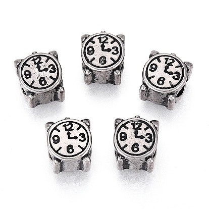 304 бусины европейского стиля из нержавеющей стали с крупными отверстиями, часы