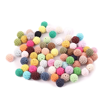 Handmade Fabric Beads, Wood covered with Wool, Round