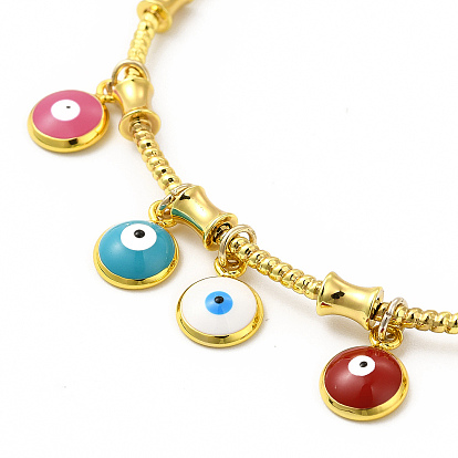 Colorful Enamel Evil Eye Charms Cuff Bangle, Real 18K Gold Plated Brass Jewelry for Women, Cadmium Free & Lead Free