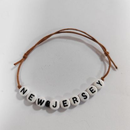 Adjustable Waxed Cotton Cord Braided Bracelets, Letter Acrylic Beads Bracelets for Women