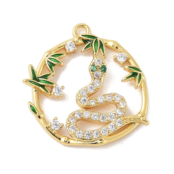 Латунные микро проложить кубического циркония подвески, без кадмия, без никеля и без свинца, змея, с эмалью