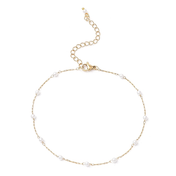 304 женские браслеты на лодыжки из нержавеющей стали и искусственного жемчуга из АБС-пластика