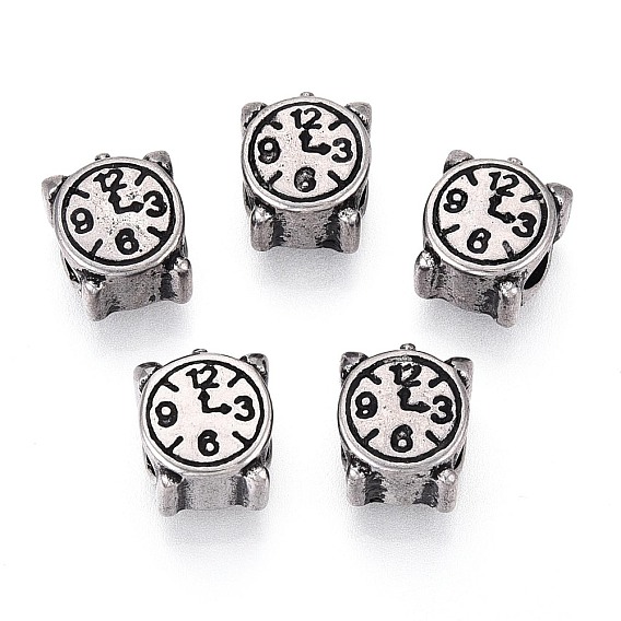 304 бусины европейского стиля из нержавеющей стали с крупными отверстиями, часы