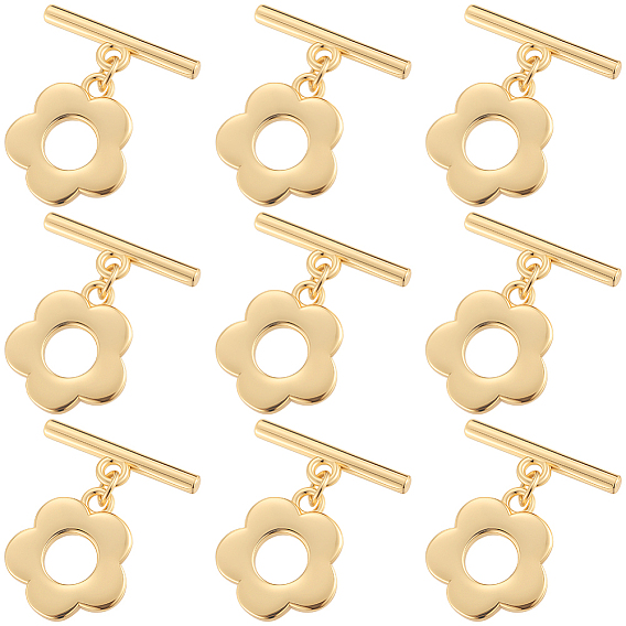 10 комплекты латунных застежек-тоглов, цветок