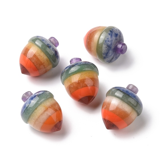 Украшения для дисплея желудя из драгоценных камней чакры, натуральный аметист, зеленый авантюрин, лазурит, сердолик/красный агат, красный авантюрин и красная яшма, для домашнего офиса настольный