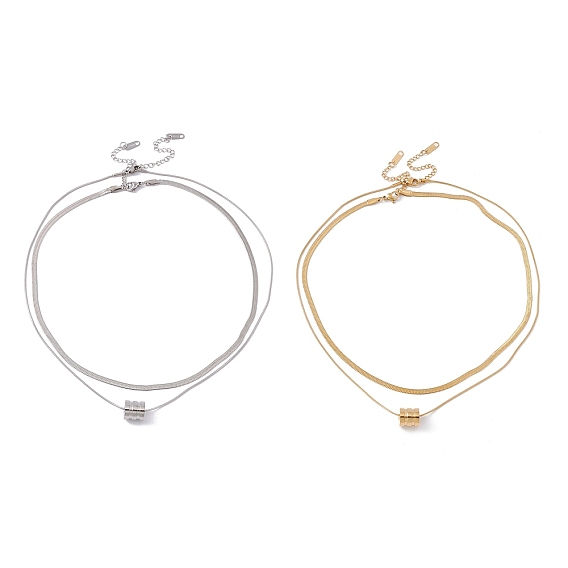 2шт 2 стиль 304 набор ожерелий с подвесками из нержавеющей стали, ожерелья с цепочками в елочку и змеи для женщин