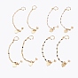 304 Stainless Steel Stud Earrings, with Clip-on Earrings and Natural Gemstone Beaded Chains, Heart, Real 18K Gold Plated