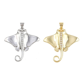 Латунные микро проложить кубического циркония подвески, амулеты манта скат, стойки покрытие, долговечный, без свинца и без кадмия