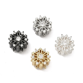 Латунные прозрачные бусины из кубического циркония, без кадмия и без свинца, стойки покрытие, долговечный, цветок