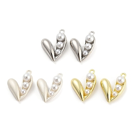 Alloy with ABS Plastic Imitation Pearl Pendants, Heart Charm