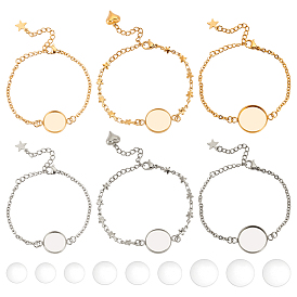 Набор для самостоятельного изготовления браслетов-куполов, включая 304 изготовление браслета из звеньев из нержавеющей стали, Кабошоны из стекла