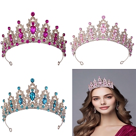 Alloy Rhinestone Crown Hair Bands, Hair Accessories for Girls Women Party Decoration