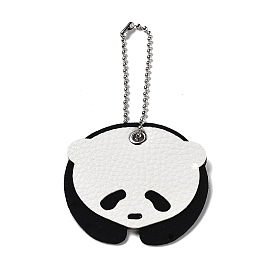 Décorations pendentif panda en simili cuir, avec la chaîne de boule de fer