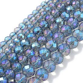 Electroplated Synthetic Quartz Crystal Beads Strands, Faceted, Round