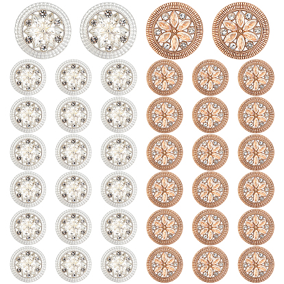 40шт 2 цвета сплава горный хрусталь хвостовик кнопки, 1-луночное, полукруглый с цветком