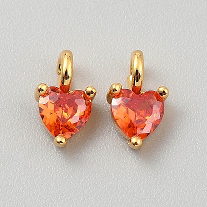 Подвески из латуни с микропаве из кубических цирконий, сердце, граненые