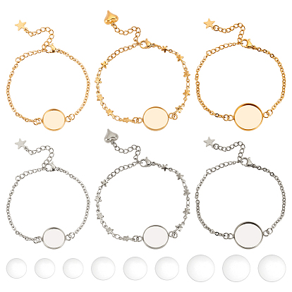 Набор для самостоятельного изготовления браслетов-куполов, включая 304 изготовление браслета из звеньев из нержавеющей стали, Кабошоны из стекла