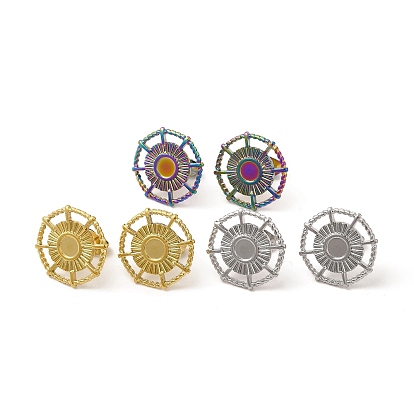 304 Stainless Steel Stud Earring Settings, Helm with Round Tray