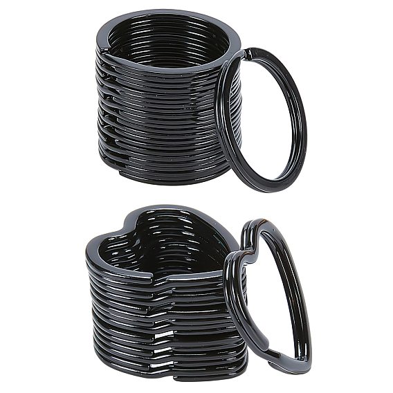 40 шт. 2 стили железные сплит-брелки для ключей, брелок для ключей, Сердце & кольцо