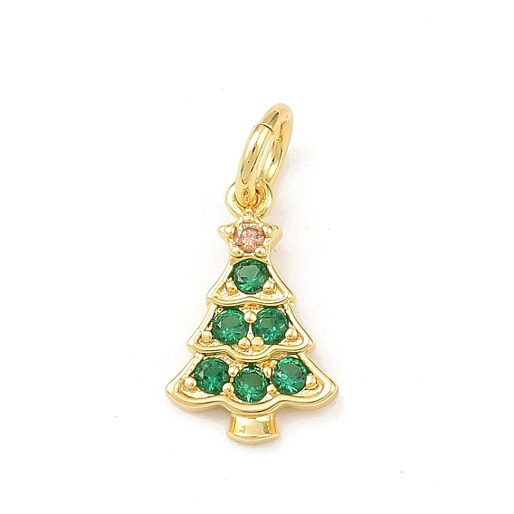 Рождественские латунные подвески с микропаве из фианита, Рождественские елки, с целью перехода в кольце