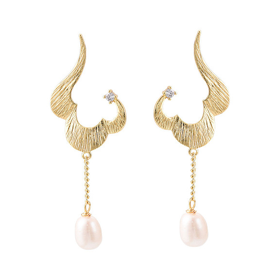 Серьги-гвоздики из латунного микро-паве, с натуральной жемчужиной, с s 925 штырями стерлингового серебра