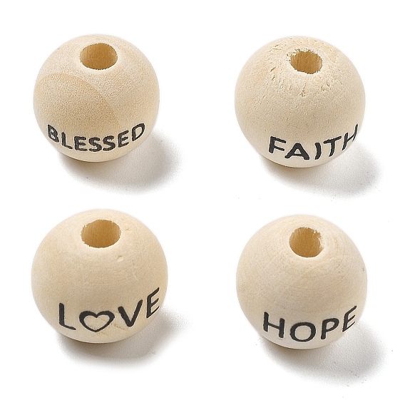 Европейские бусины из дерева шима, круглый со словом