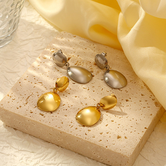 201 из нержавеющей стали болтаться серьги, овальные