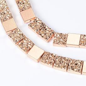 Electroplate Non-magnetic Synthetic Hematite Bead Strands, Flat Slice Square Beads