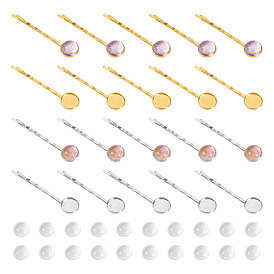 Набор для самостоятельного изготовления железных невидимок для волос, включая полукруглые стеклянные кабошоны