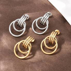 304 серьги-гвоздики из нержавеющей стали с поворотным кольцом, ручная полировка