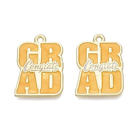 Emaille Anhänger Legierung, Glückwünsche und Abschluss-Glückwünsche, Licht Gold