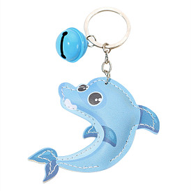 Dolphin Keychain with Printed PU Leather and Soft Cotton Stuffing