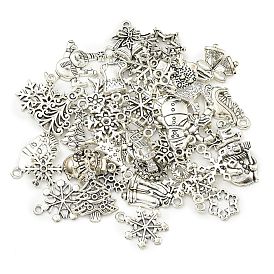 40Pcs Christmas Theme Tibetan Style Alloy Pendants