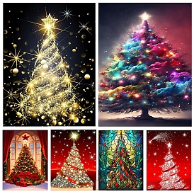 Christmas Tree DIY Diamond Painting Kit, Including Resin Rhinestones Bag, Diamond Sticky Pen, Tray Plate and Glue Clay