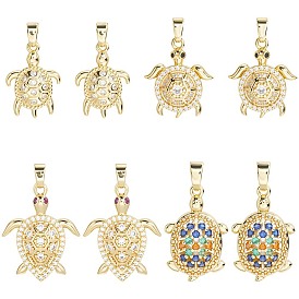 8 шт 4 стили латунные подвески из микропаве с фианитом, прелести черепахи