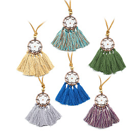 Bohemian Ethnic Style Hollow Flower Tassel Long Necklace for Autumn and Winter Sweater